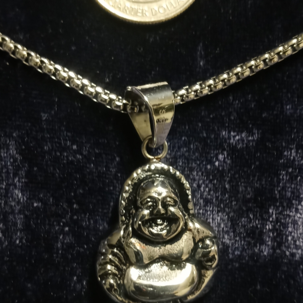 Stainless steel Buddha necklace